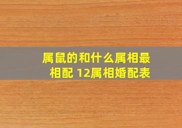 属鼠的和什么属相最相配 12属相婚配表